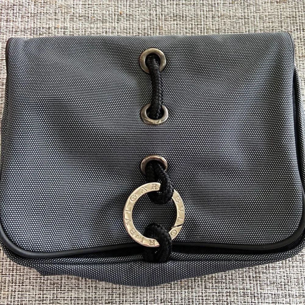 BLV Bulgari small gray travel case never used with clip close